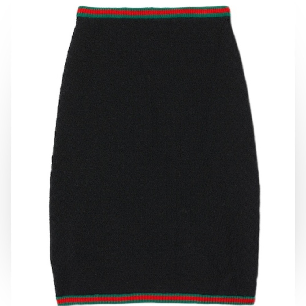 NWT: Gucci Black Pencil Skirt with Red and Green Trim